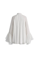 Megan Ruffle Polka Dot Shirt in Mulberry Silk Burnout Jacquard