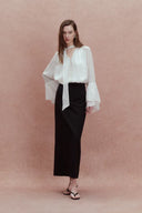 Megan Ruffle Polka Dot Shirt in Mulberry Silk Burnout Jacquard