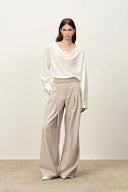 Halley Tie Waist Wide Leg Suit Pants in Wrinkle Resistant Suiting Fabric