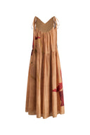 Abby Crimson Iris Flora Sleeveless Dress in Lyocell