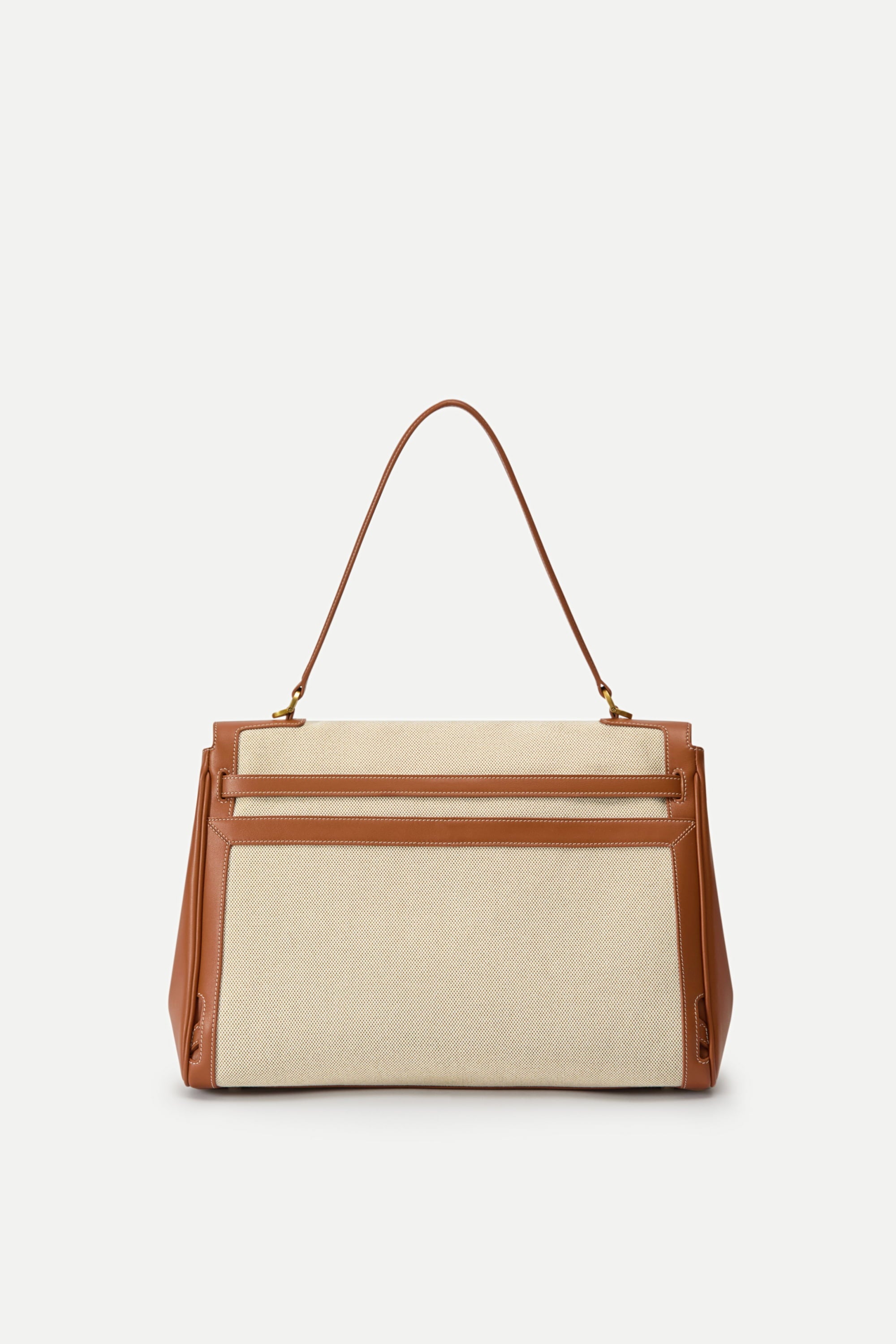 Rialto Double Flap Handbag in Nappa Leather & Water-Resistant Canvas