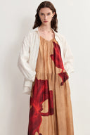 Abby Crimson Iris Flora Sleeveless Dress in Lyocell