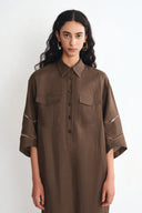 Riley Openwork Embroidery Shirt Dress in Fine Linen