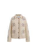 Avery Snowflake Cross Stitch Cardigan in Wool Blend
