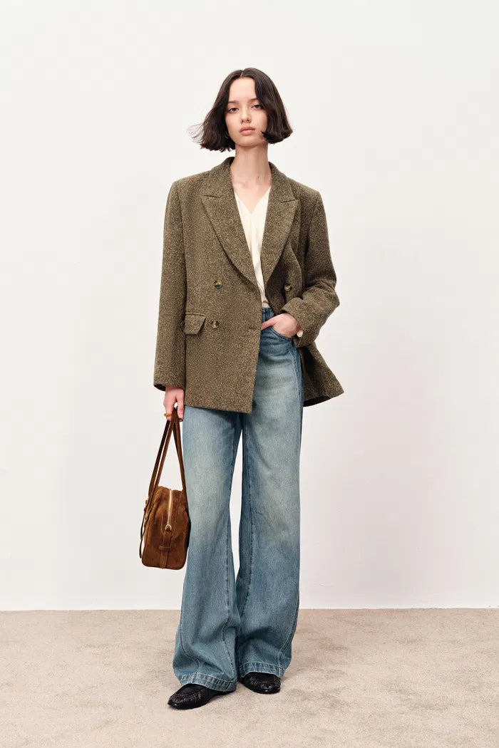 Rottana One-Hand Long Wool Blazer in Merino Wool