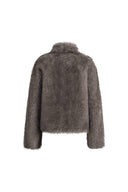 Pine Stand Collar Coat in Faux Fur