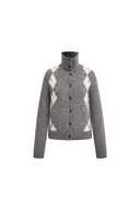 Mia Hand Embroidery Argyle Cardigan in Wool Blend