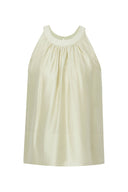 Leah Avocado Green Tencel Blend Ruffle Off-Shoulder Top