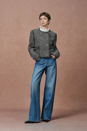 Sloane Double Breasted Metallic Trim Tweed Jacket in French Bouclé