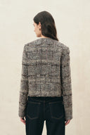 Charlotte Plaid Boxy Jacket in Wool Blend Bouclé Tweed