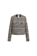 Charlotte Plaid Boxy Jacket in Wool Blend Bouclé Tweed
