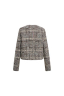 Charlotte Plaid Boxy Jacket in Wool Blend Bouclé Tweed