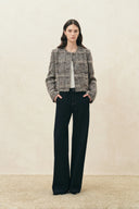 Charlotte Plaid Boxy Jacket in Wool Blend Bouclé Tweed