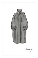 Edwina Grey Long Herringbone Coat in Lightweight Merino Wool