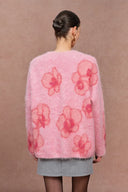 Juliet Orchid Jacquard Cardigan in Alpaca Knit