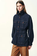 Solene Utility Style Fitted Denim Jacket and Jeans Matching Set in Hemp-Blend Denim