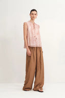 Gracia Printed Sleeveless Blouse in Crepe Georgette
