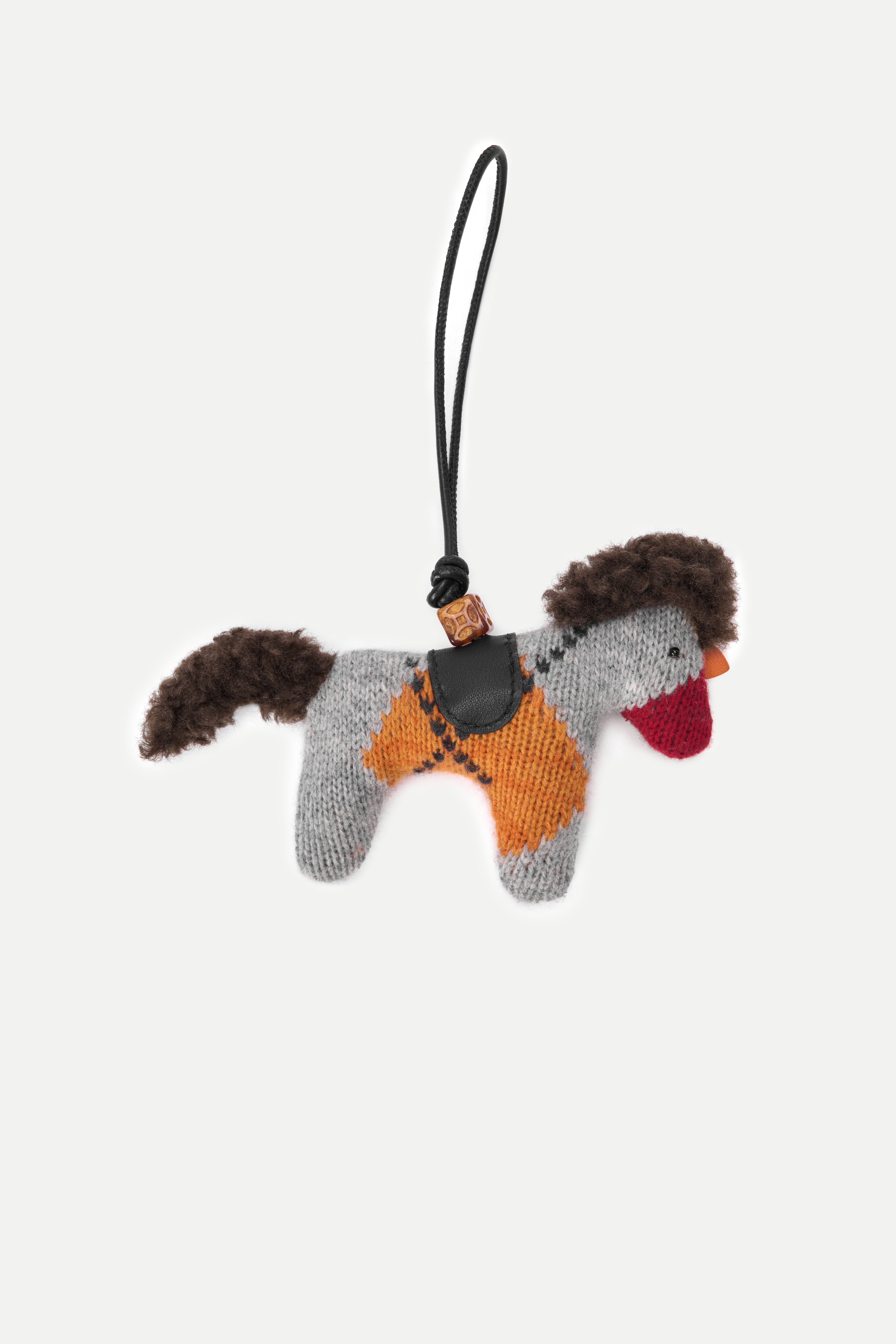 Phillipa Knit Gingham Flower Eye Pony Bag Charm