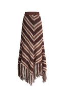 Clara Hand Crochet Fringed Skirt in Cotton-Linen Tape Yarn