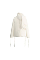 Aimee Detachable Scarf Down Jacket in Hollow Yarn Fine Twill