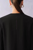 Aquila Hand Sewn Rhinestone Crop Suit Blazer in Fine Wool Suiting