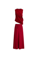 Florence Asymmetrical Draped Sleeveless Top and Skirt Set in Cotton Modal Blend Knit