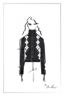 Mia Hand Embroidery Argyle Cardigan in Wool Blend