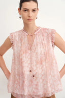 Gracia Printed Sleeveless Blouse in Crepe Georgette