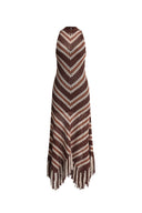 Franny Hand Crochet Striped Sleeveless Dress in Cotton-Linen Tape Yarn Knit Maa Taa Caa Eaa Daa Faa Eaa