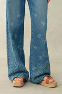 Echoes Hand-painted Paisley Jeans in Cotton Denim