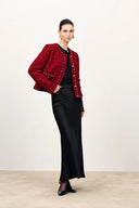 Seraphina Pearl Beaded Trims Boxy Jacket in French Tweed