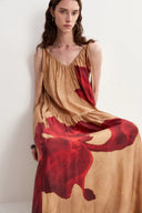Abby Crimson Iris Flora Sleeveless Dress in Lyocell