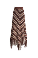 Clara Hand Crochet Fringed Skirt in Cotton-Linen Tape Yarn