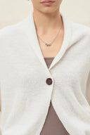 Gracia White One Button Batwing Sleeve Knit Cardigan in Wool Blend