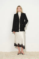 Graziosa Belted Fringed Safari Jacket in Wool Tweed