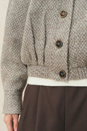 Hazel Textured Harrington Cropped Jacket in Wool Blend