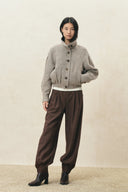Hazel Textured Harrington Cropped Jacket in Wool Blend