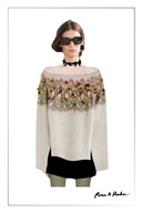Ione Hand Beaded Off Shoulder Sweater in Alpaca Wool