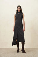 Jinkim Scarf Tie Fitted Dress in Silk Cotton Blend Knit
