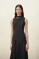 Jinkim Scarf Tie Fitted Dress in Silk Cotton Blend Knit
