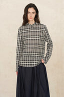 Raven Plaid Mock Neck Tie Back Shirt