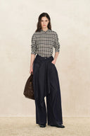 Raven Plaid Mock Neck Tie Back Shirt